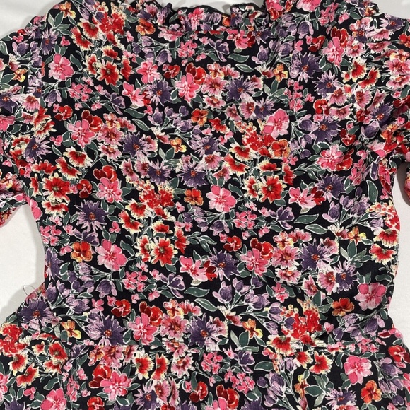 NWT Topshop [ 6 US ] Smocked Ruffle Floral Wrap Top in Mid Blue Multi‎ - Picture 11 of 12